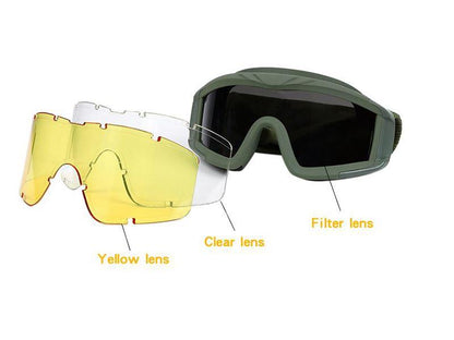 Big Foot Big Goggles with 3 Different Color Lenses (Tan)