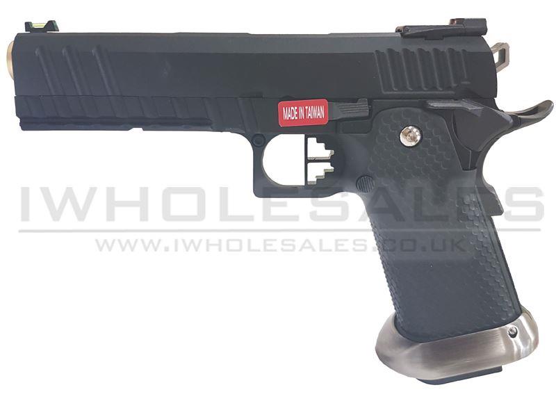 [Discontinued] Armorer Works Custom 'Custom Combat' Hi-Capa GBBP (Full Black Slide - Black Frame - Gold Barrel - AW-HX2203)