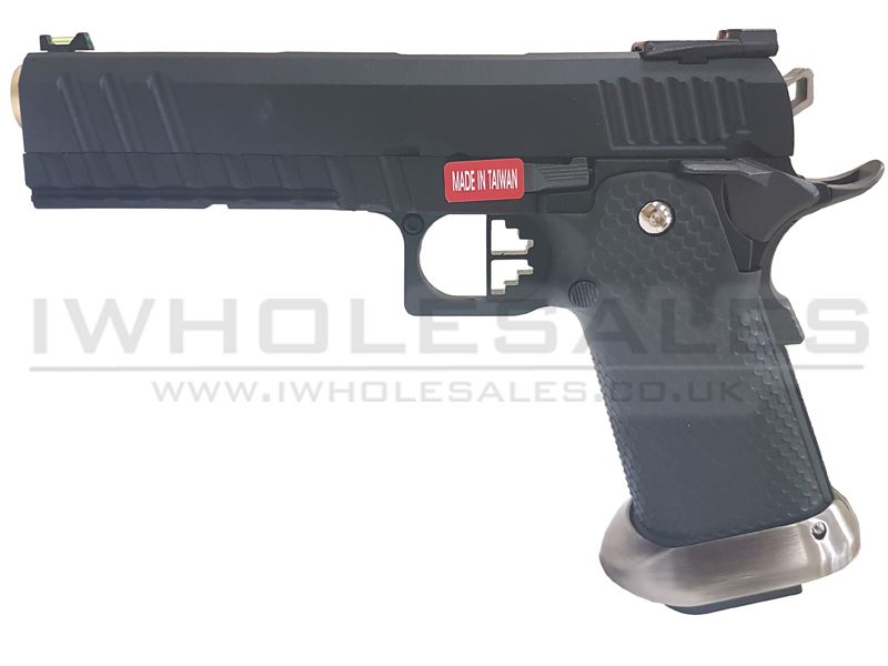 [Discontinued] Armorer Works Custom 'Custom Combat' Hi-Capa GBBP (Full Black Slide - Black Frame - Gold Barrel - AW-HX2203)