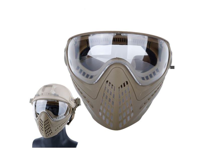 Big Foot Piloteer Vented Full Face Mask (Clear Lens - Tan)
