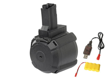Battleaxe Swat Series Electric Drum Magazine (Electric Winding - Black - Includes Battery and Charger)