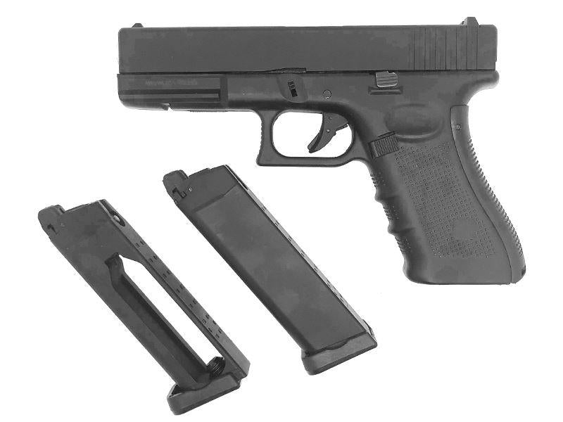 Well 17 Series Co2/Gas Dual Power Pistol (Full Metal - Comes with 2 Mags and Hard Case. - Black)