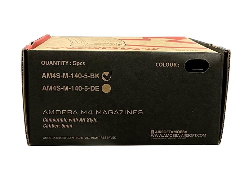 Amoeba by Ares M4 PMAG Mid-Magazine (140 Rounds - Pack of 5 - Black - AM4S-M-140-5-BK)