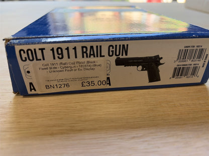 [Boneyard] Colt 1911 (Rail) Co2 Pistol (Black - Fixed Slide - Cybergun - 180314) (Blue) - Unknown Fault or Ex. Display