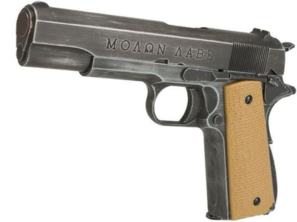 Armorer Works Custom "Molon Labe" 1911A1 Gas Blowback Pistol (Full Metal - Tan Grips - AW-NE2001)