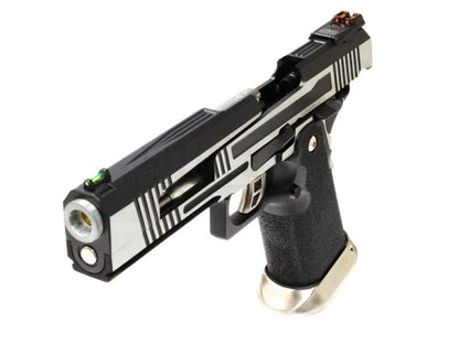 Armorer Works Custom Hi-Capa GBBP (Split Silver Slide - Black Frame - AW-HX1001)