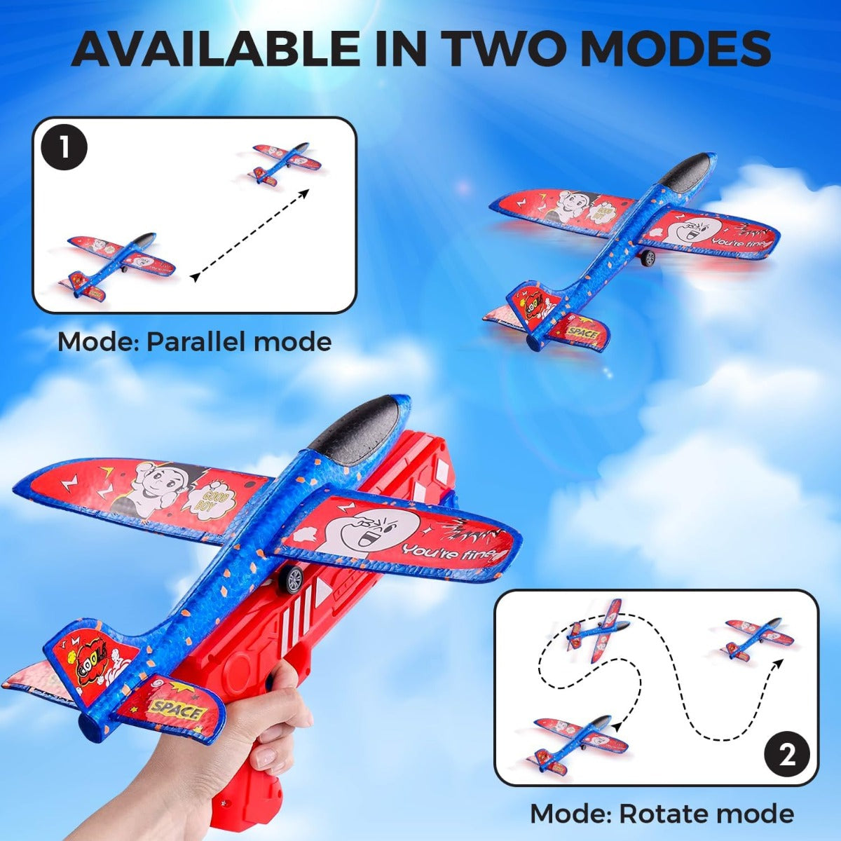 Shoot-A-Plane - Airplane Spring Launcher with Stickers (Foam - Colours May Vary)