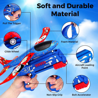 Shoot-A-Plane - Airplane Spring Launcher with Stickers (Foam - Colours May Vary)