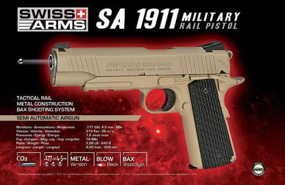 Boneyard - Swiss Arms 1911 Military 4.5mm/.177 Co2 Blowback Pistol (Metal - Tan - Cybergun - 288507) - MISSING MAGAZINE