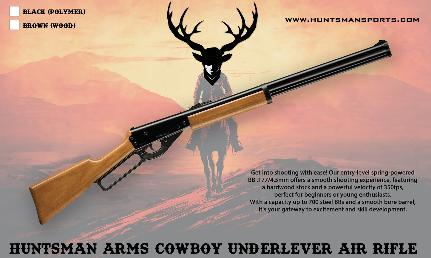 Huntsman Arms Cowboy Underlever Air Rifle - 4.5mm/.177 BB - Wood