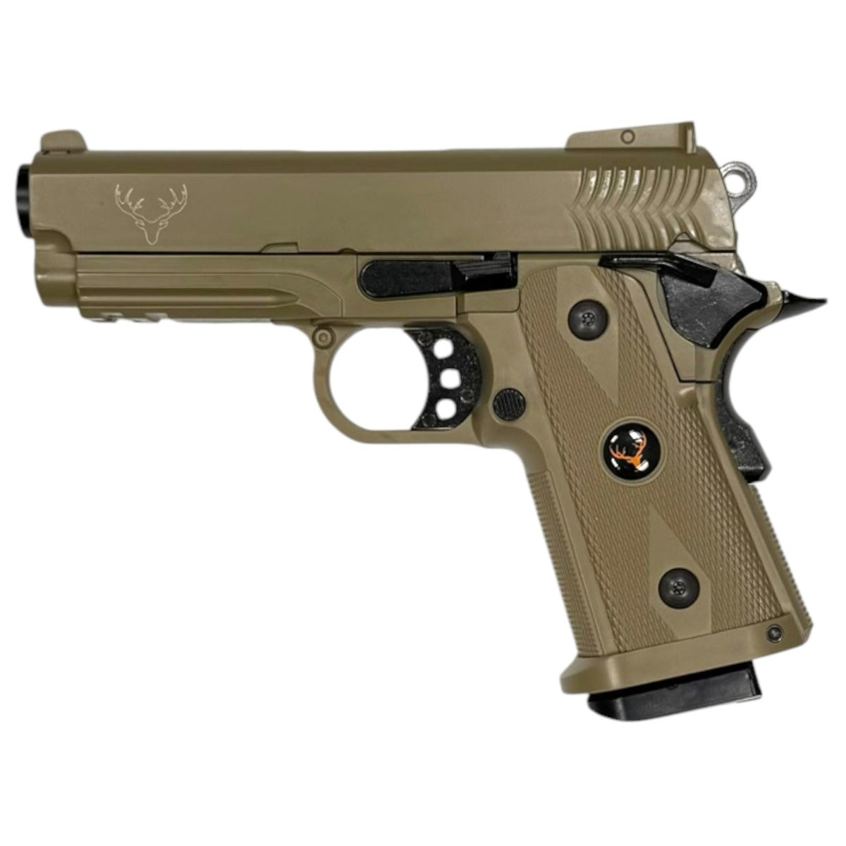 Huntsman 3.8 Hi-Capa Gas Blowback Pistol with Pistol Case (Metal Slide - ABS Body - Tan - HG2)
