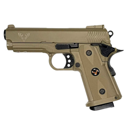 Huntsman 3.8 Hi-Capa Gas Blowback Pistol with Pistol Case (Metal Slide - ABS Body - Tan - HG2)