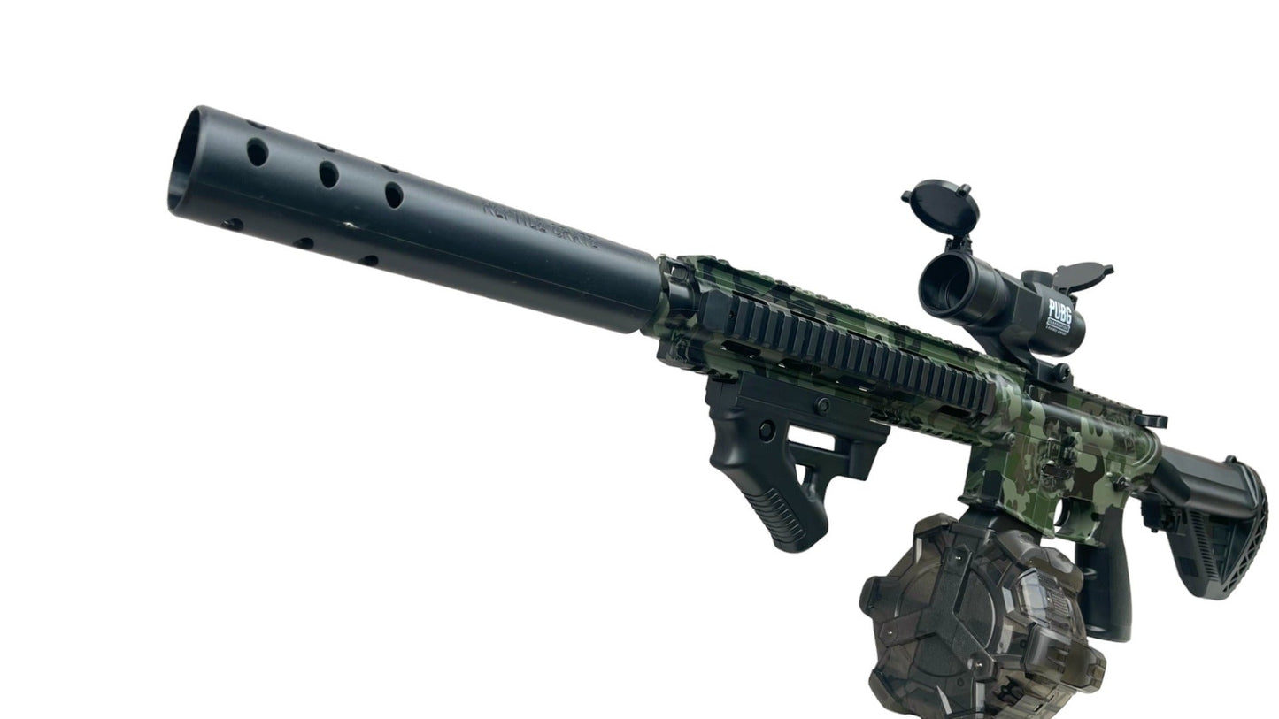 Gel Blaster GBEG M416 1:1 Scale Fully Auto Rifle (OD/Green - Includes Battery and Charger, Scope, Silencer, Drum Mag.)