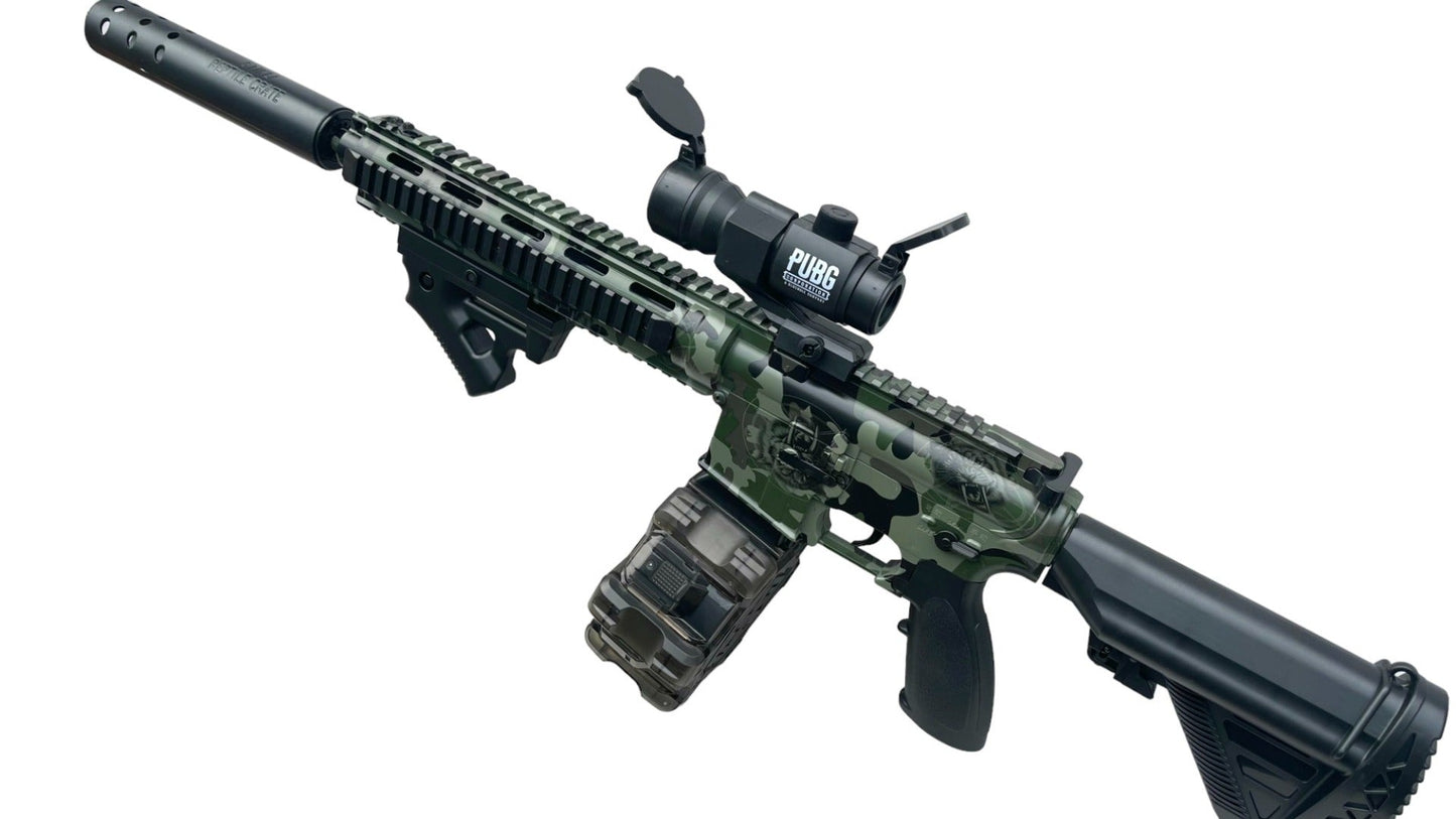 Gel Blaster GBEG M416 1:1 Scale Fully Auto Rifle (OD/Green - Includes Battery and Charger, Scope, Silencer, Drum Mag.)