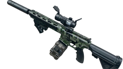 Gel Blaster GBEG M416 1:1 Scale Fully Auto Rifle (OD/Green - Includes Battery and Charger, Scope, Silencer, Drum Mag.)