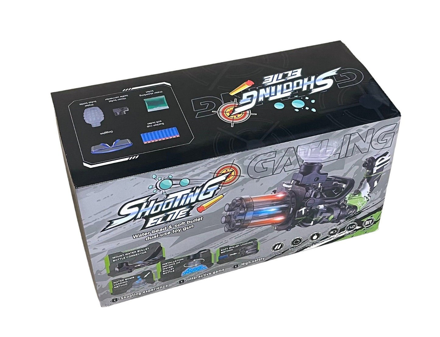 Gel and Foam Blaster - Mini Micro Gun - 3:4 Scale - Colours May Vary - Includes Battery and Charger