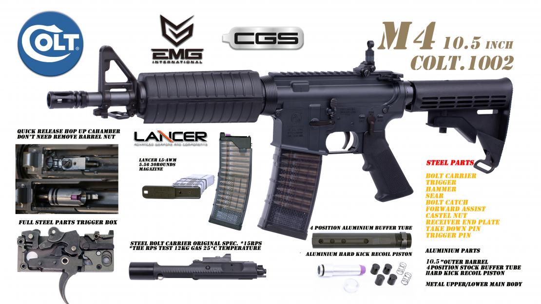 Colt x EMG M4 10.5 Gas Blowback Rifle by Cyma CGS (MWS - Black - COLT.1002)
