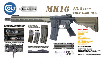 Colt x EMG MK16 13.5 Gas Blowback Rifle by Cyma CGS (MWS - Black - COLT.1008-13.5)