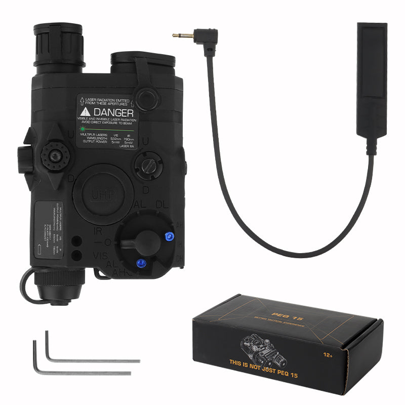 Wopsort  - Standard PEQ-15 Version with Red laser Flashlight Torch (Black)