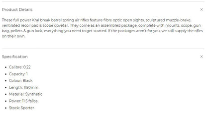 Kral Kral Synthetic Devil Airgun Package .22