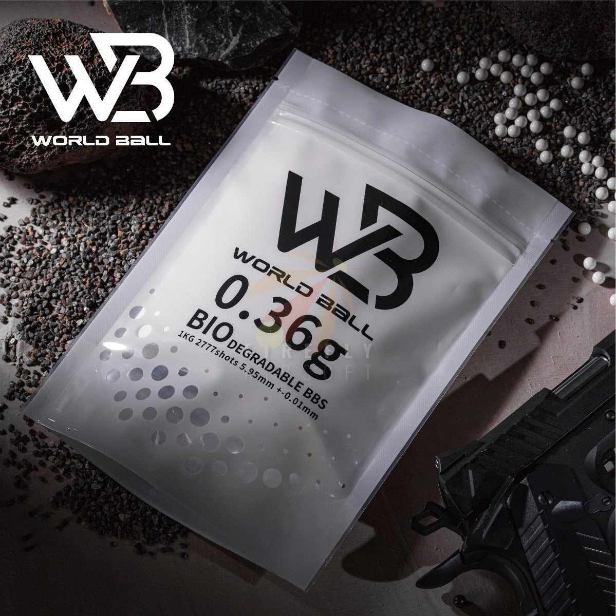 World Ball High Precision 6mm BB Pellets - 0.36g - White - 1 Kilo - BIO