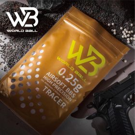 World Ball High Precision 6mm BB Pellets - 0.25g - Black - 1 Kilo - Tracer Green