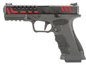 APS Co2 Powered Scorpion Blowback Pistol (Black/Red - ACP614)