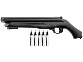 Walther T4E HDS Double Barrel .68 Caliber Paintball Shotgun (Umarex - 7.5j - Black - With 100 Rubber Balls)