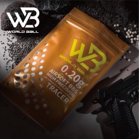 World Ball High Precision 6mm BB Pellets - 0.20g - Black - 1 Kilo - Tracer Green