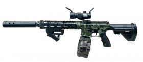 Gel Blaster GBEG M416 1:1 Scale Fully Auto Rifle (OD/Green - Includes Battery and Charger, Scope, Silencer, Drum Mag.)