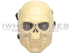 Airsoft Full Face T800 Terminator Mask (with Mesh Eye Protection) (Tan)