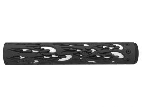 Unique ARs CNC Machined Flame Handguard for AR15 Pattern Rifles (Black - 12" - With Airsoft Barrel Nut)