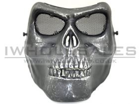 Skull Mask (Skeleton - Bone) with Mesh Eye Protection (Black)