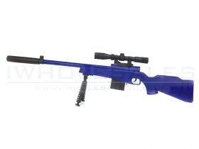 ACM Custom BAR-10 with Mock Scope, Bipod and Silencer Spring Rifle (Blue - 646-1)