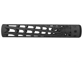 Unique ARs CNC Machined Spider Web Handguard for AR15 Pattern Rifles (Black - 12" - With Airsoft Barrel Nut)