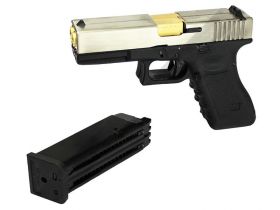 WE 17 Series Pistol Double Barrel GasBB Pistol (Ful Metal - Full Auto - Silver)