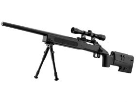 Double Eagle M62 M40 Spring Sniper Rifle with Scope and Bipod (Black - M62-BUNDLE)